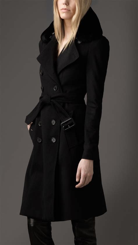 burberry fur collar wool cashmere trench coat|burberry wool cashmere coat women's.